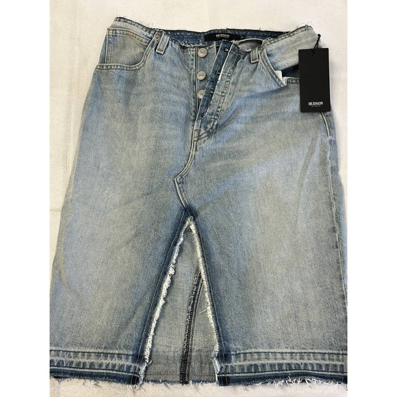 Hudson Dresses & Skirts - Hudson Jeans Womens Size 25 Sloane Distressed Denim Blue Jean Raw Hem Skirt NWT